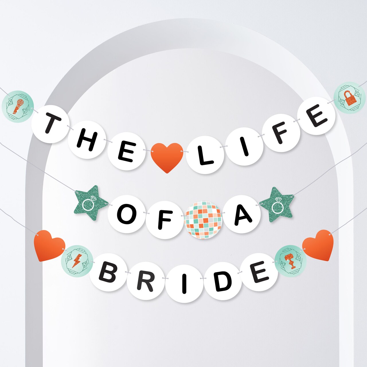 Big Dot of Happiness The Life of a Bride Banner, Orange & Green In My Showgirl Era, Bridal or Bachelorette, Large Friendship Bracelet Banners, 28 Pcs